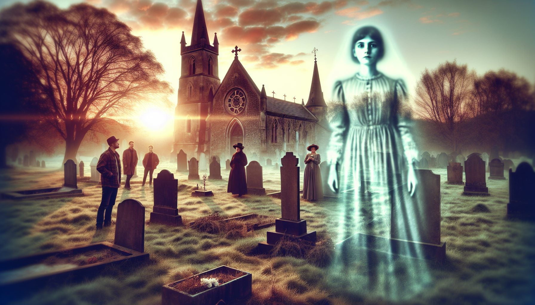 Figura fantasma en cementerio