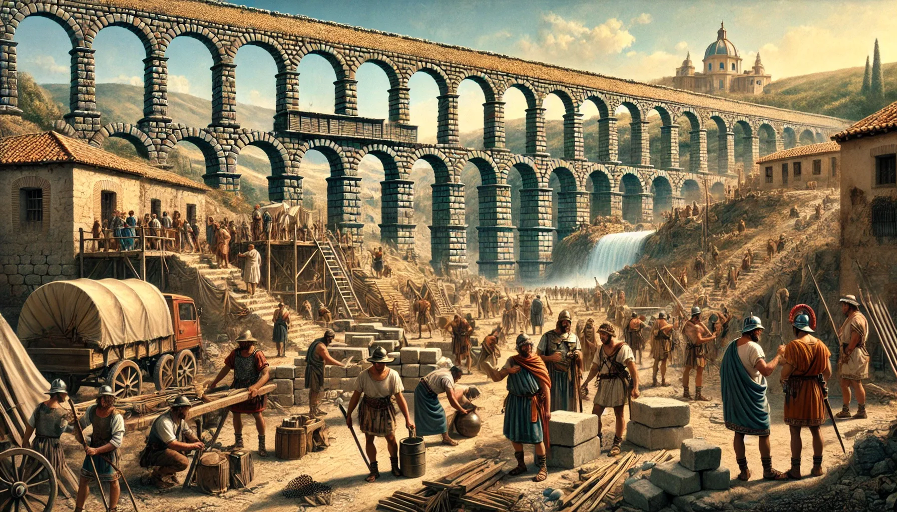 Capítulo 2: Hispania Romana – La Conquista y la Romanización Romanos construyendo acueducto de Segovia