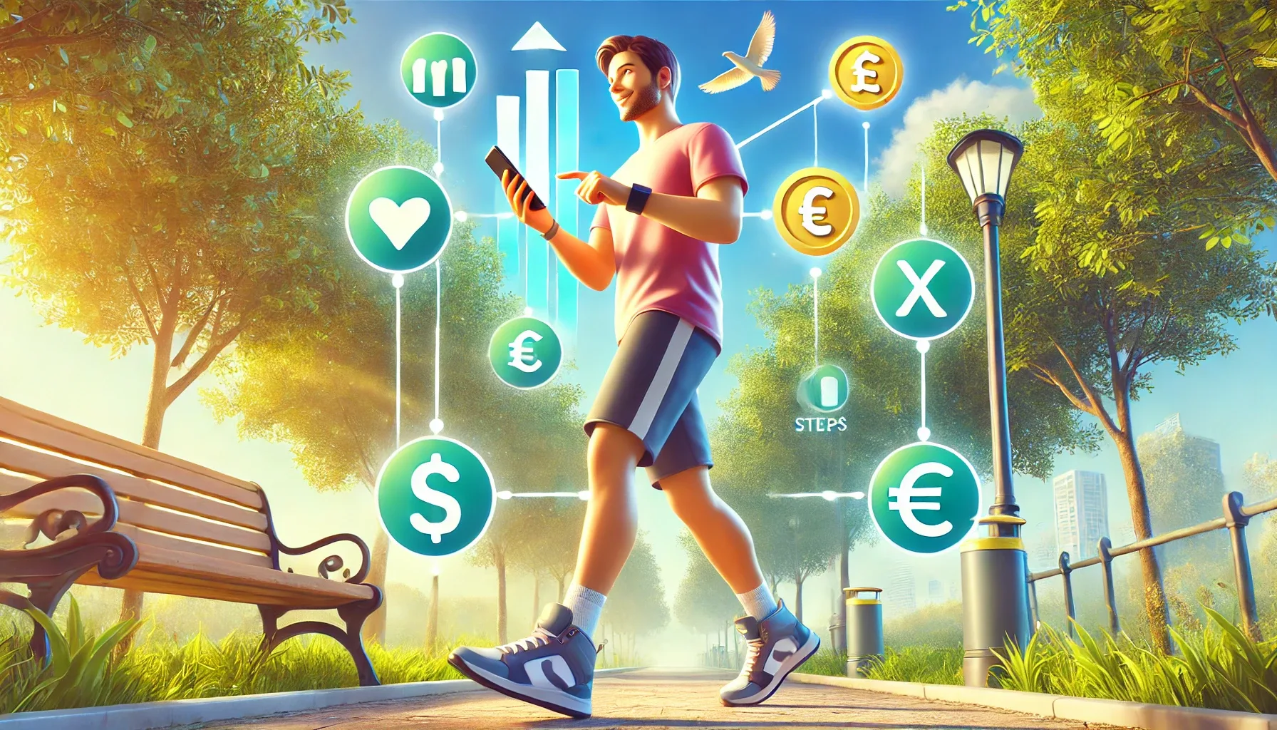 Hombre caminando al sol