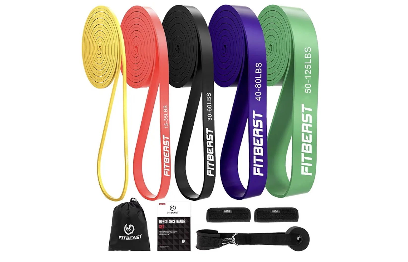 bandas elásticas FitBeast fitness set completo con diferentes resistencias