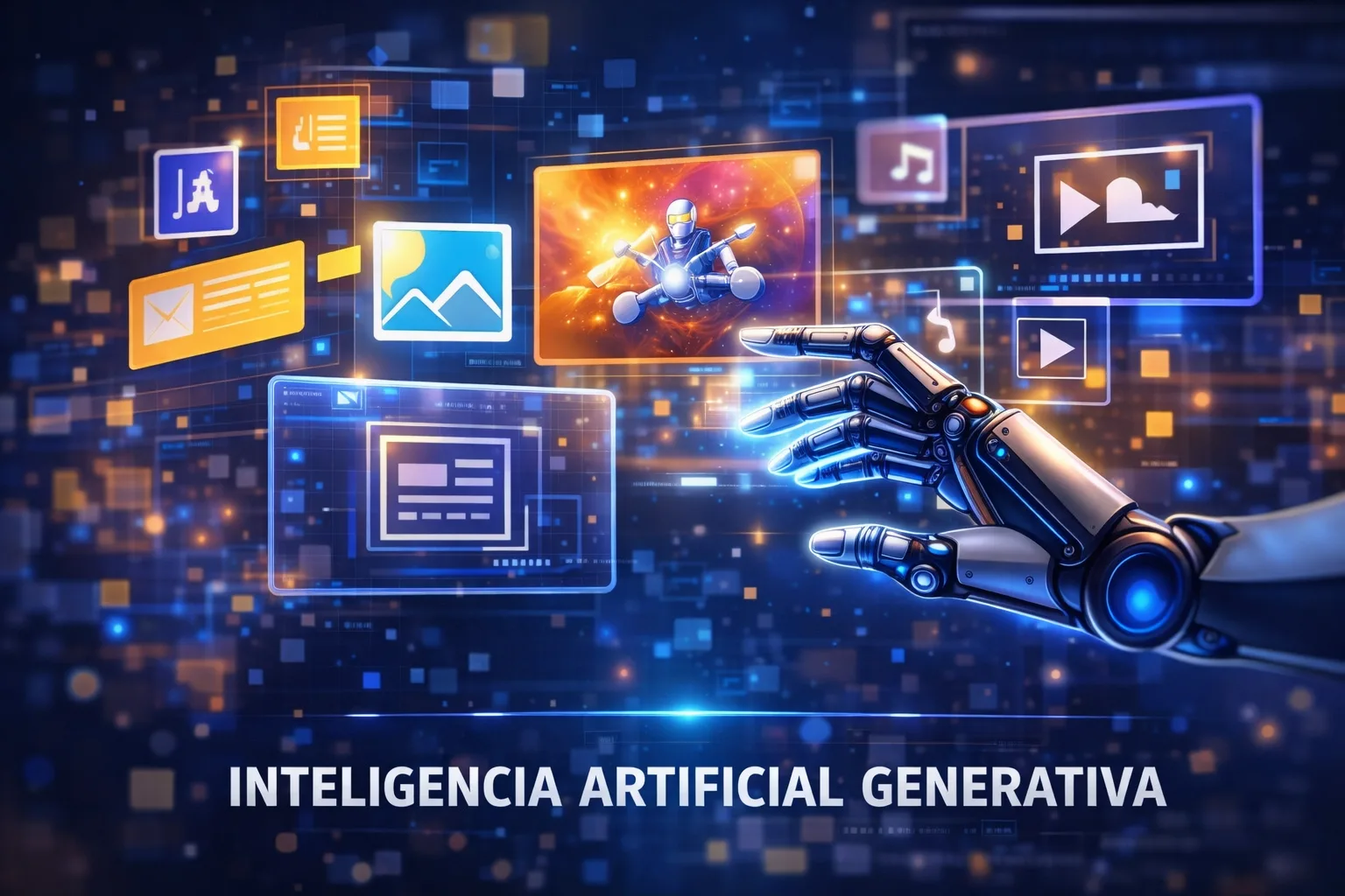 inteligencia artificial generativa creando contenido digital con tecnología avanzada