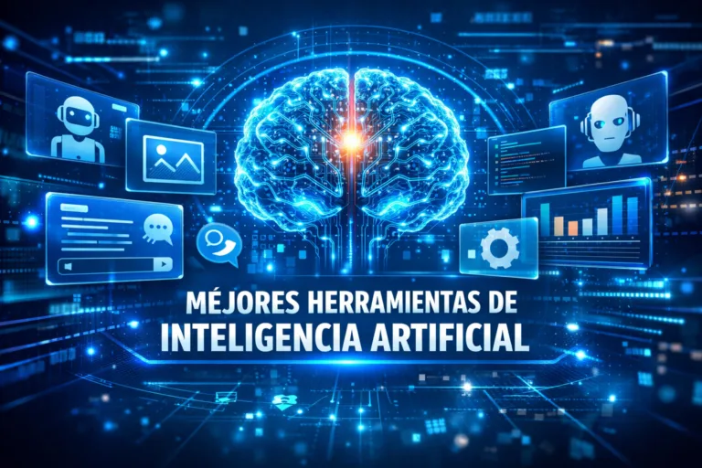 herramientas de inteligencia artificial ilustración cerebro digital y aplicaciones IA