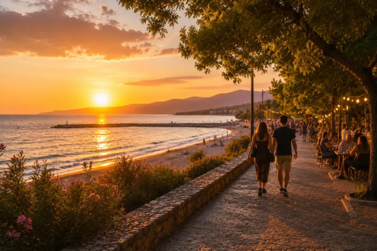 Paseo junto al mar al atardecer que refleja el ánimo de junio, la apertura emocional y la energía del verano