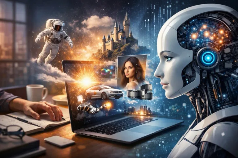 Imagen fotográfica que representa la inteligencia artificial generativa, mostrando la conexión entre mente humana y tecnología digital, ideal para artículos sobre cómo usar la IA en el día a día